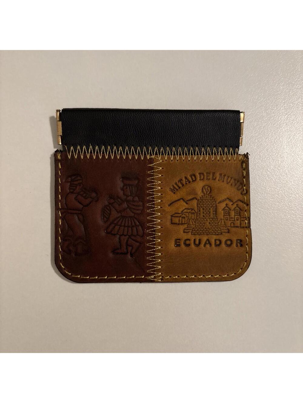 Ecuador Leather Money Coin Pouch Hand Tooled Mitad del Mundo + Free Pouch